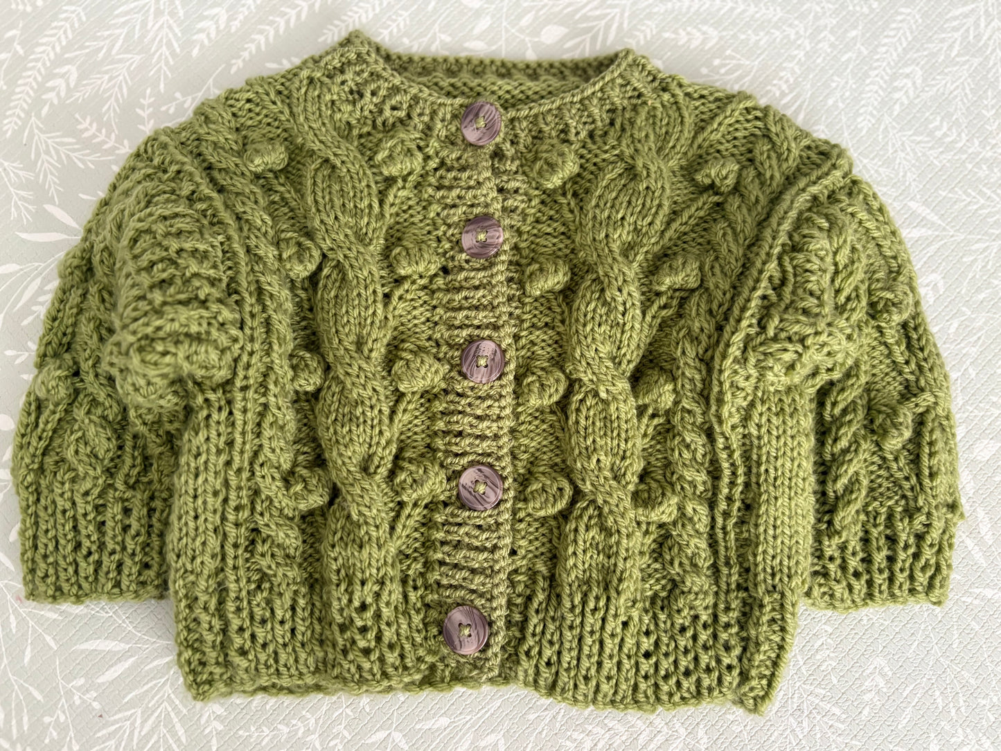 Pre-made Knitted Teddy Bears Picnic Cardigan - Size 6-12 months