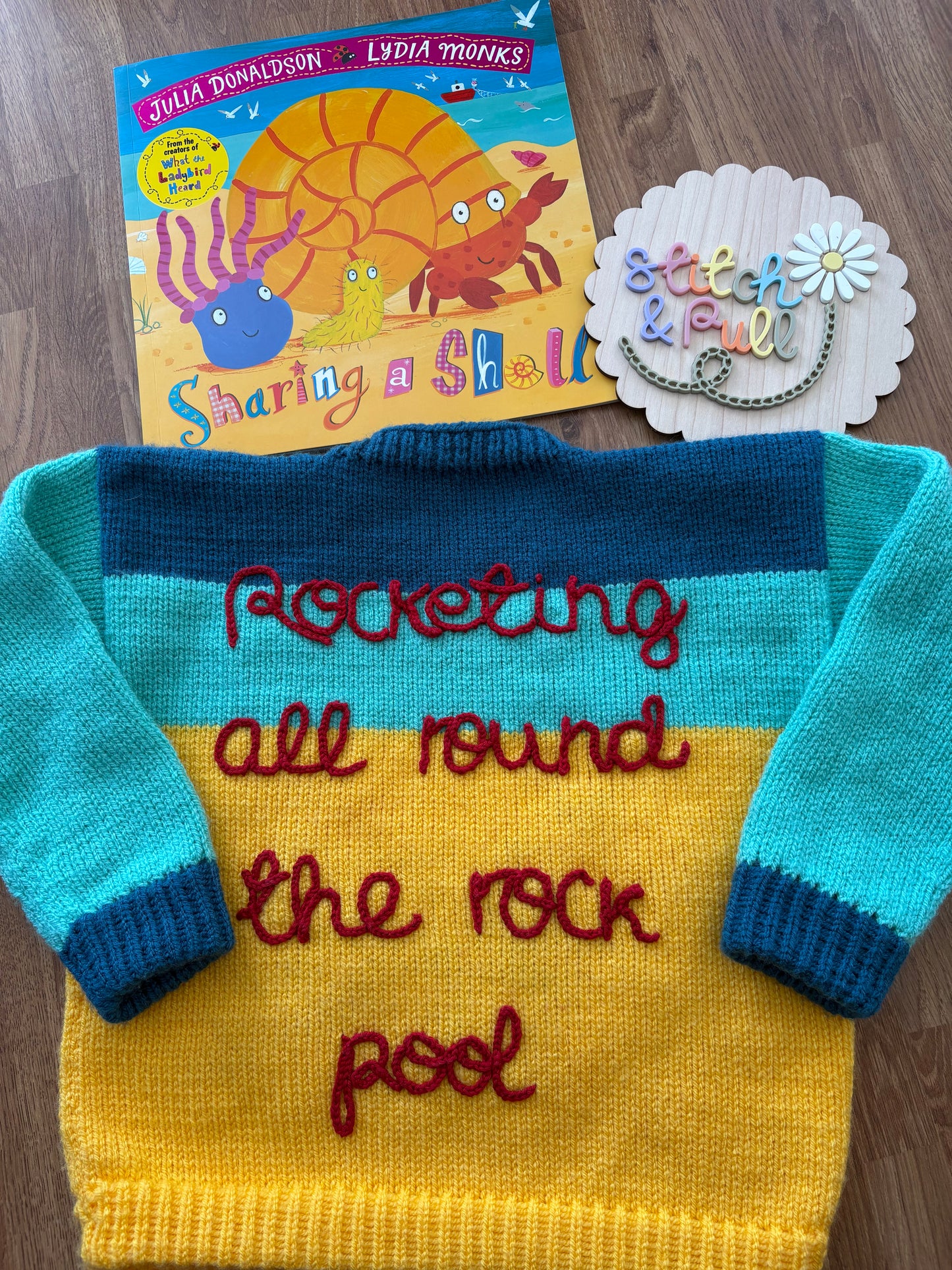 Pre-made Knitted & Crocheted Sharing a Shell Jumper - 3-4 years