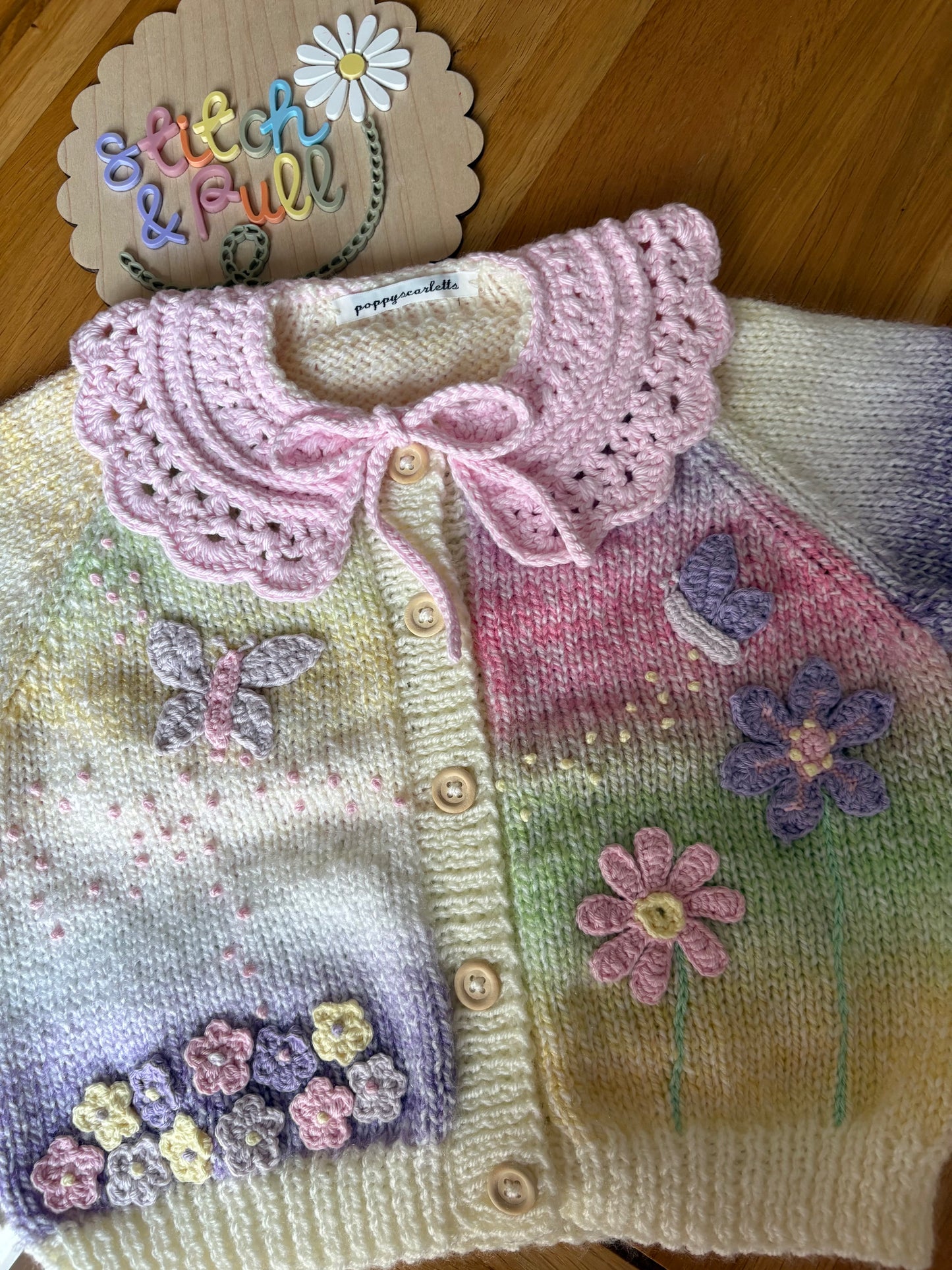 Pre-made Knitted & Crocheted Sprinkled with Stardust Cardigan - 1-2 years