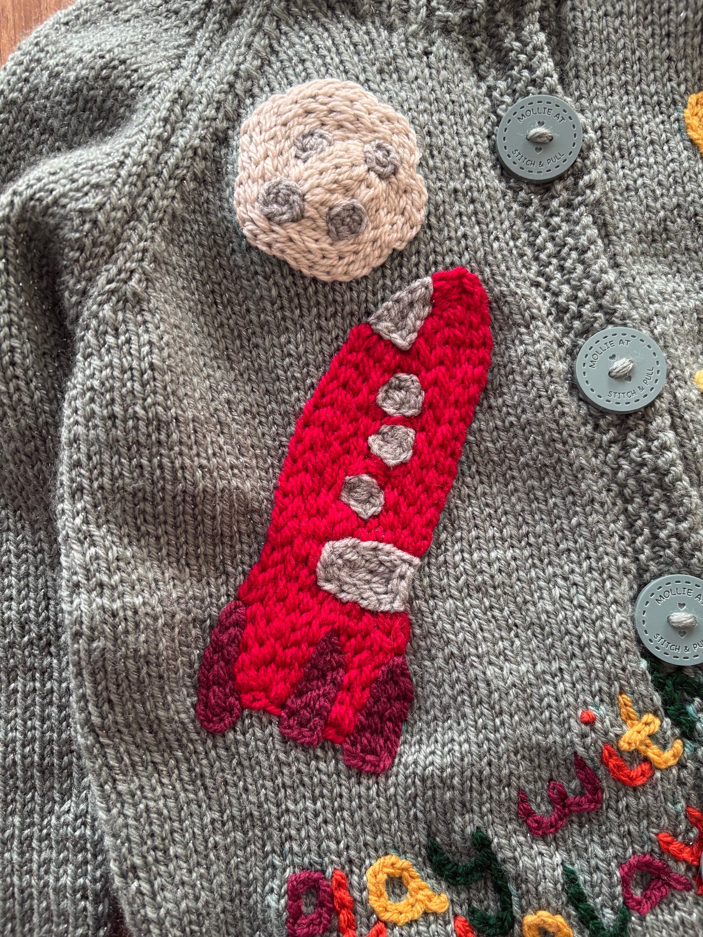 Pre-made Knitted Smeds & Smoos Sage Twinkle Cardigan - Size 2-3 years