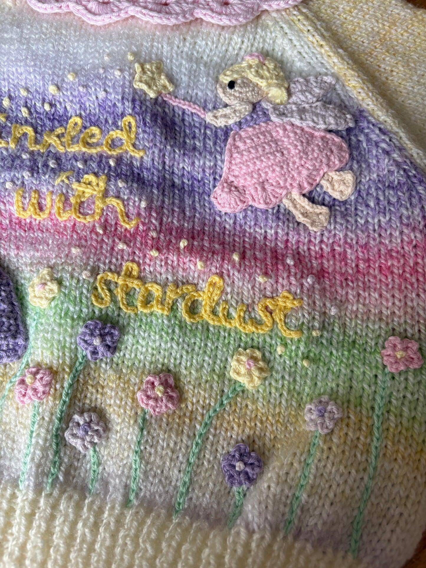 Pre-made Knitted & Crocheted Sprinkled with Stardust Cardigan - 1-2 years