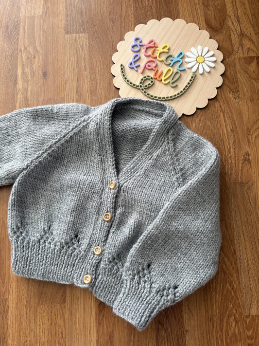 Personalisable knits - 6-9 months grey cardigan