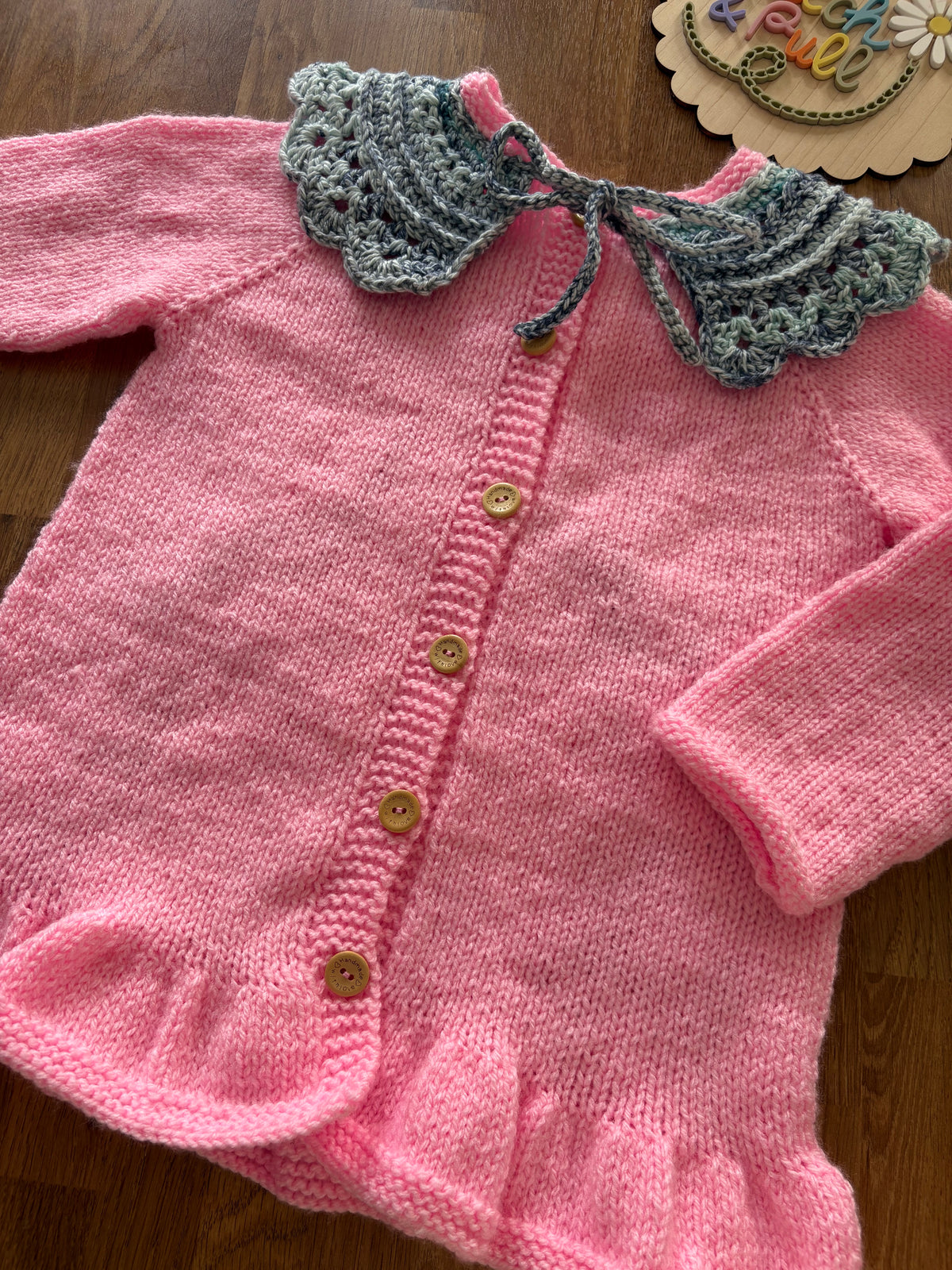 Pre-made Knitted & Crocheted Peplum Cardigan - Jasmine the Jellyfish Mermaid - age 2-4 years