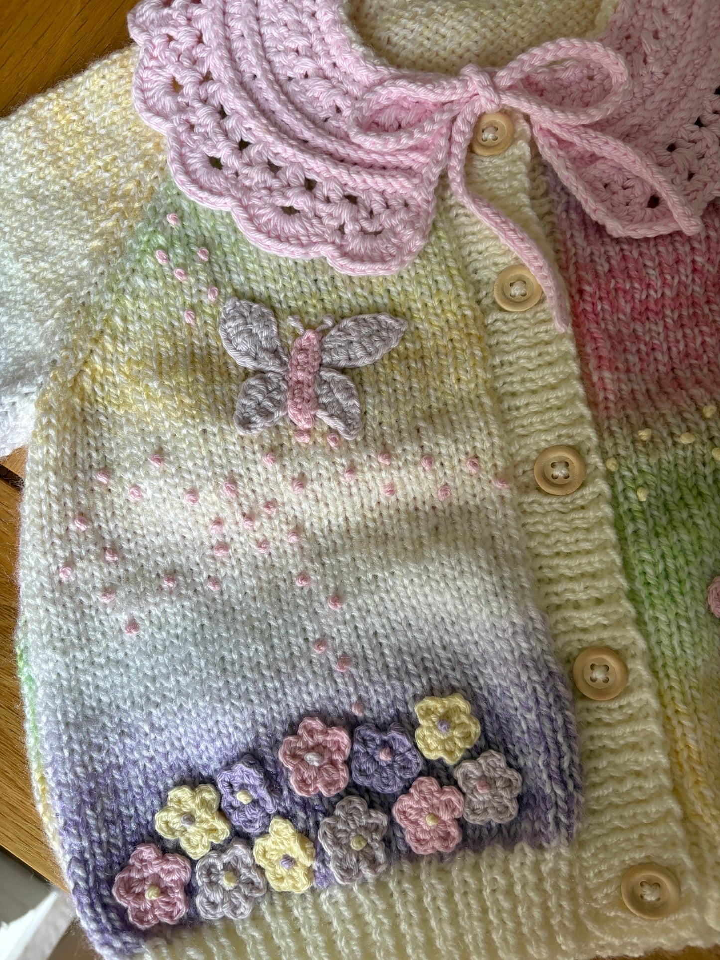 Pre-made Knitted & Crocheted Sprinkled with Stardust Cardigan - 1-2 years
