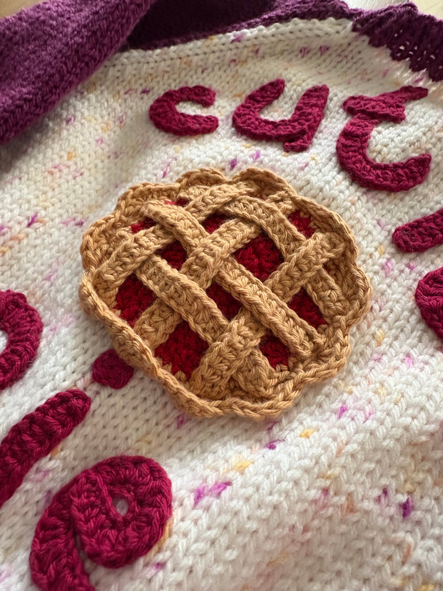 Pre-made Knitted Purple and cream speckle Cutie Pie Cardigan - Size 3-6 months