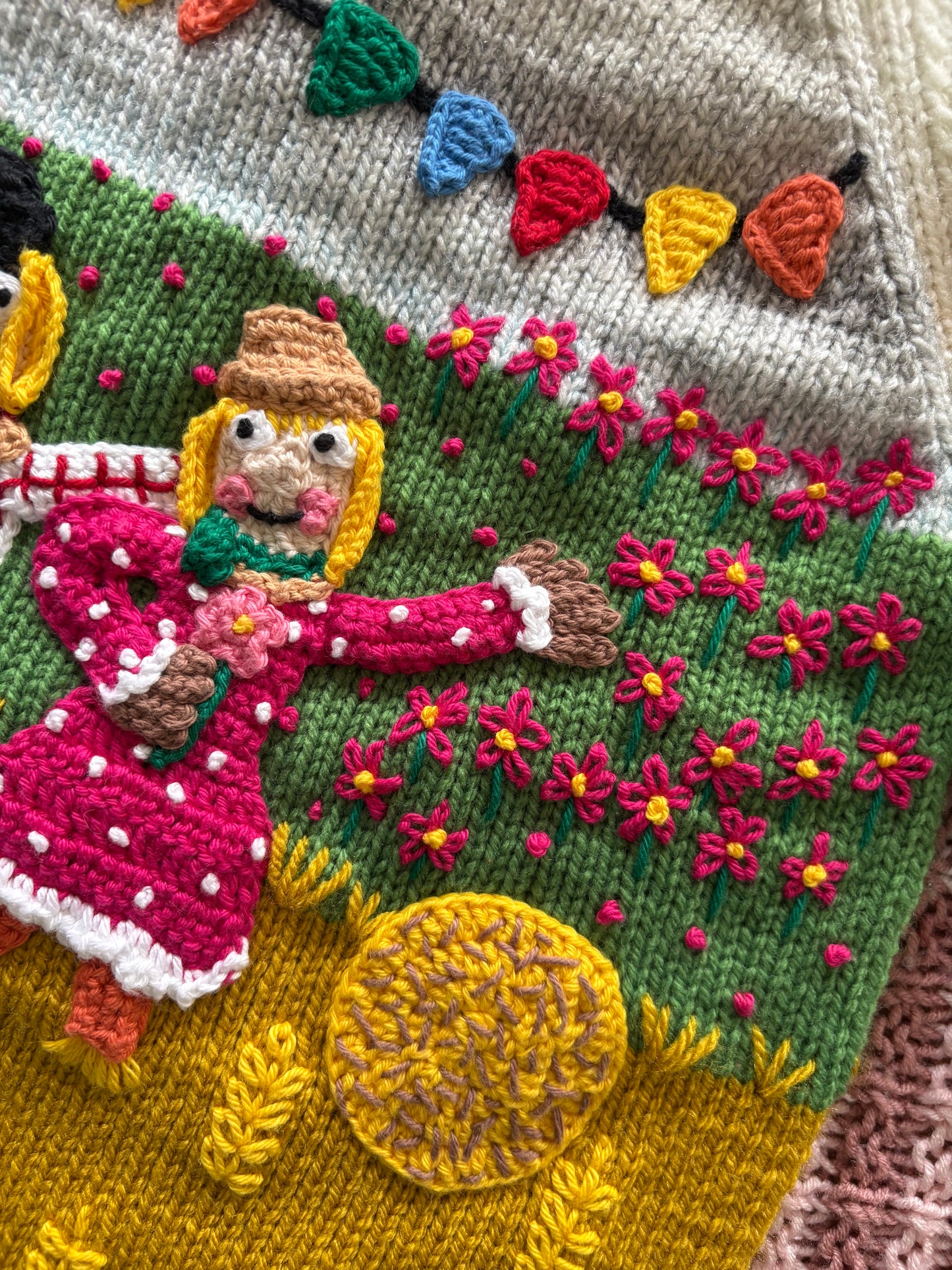 Pre-made Knitted & Crocheted Scarecrows Wedding Cardigan - 4-5 years