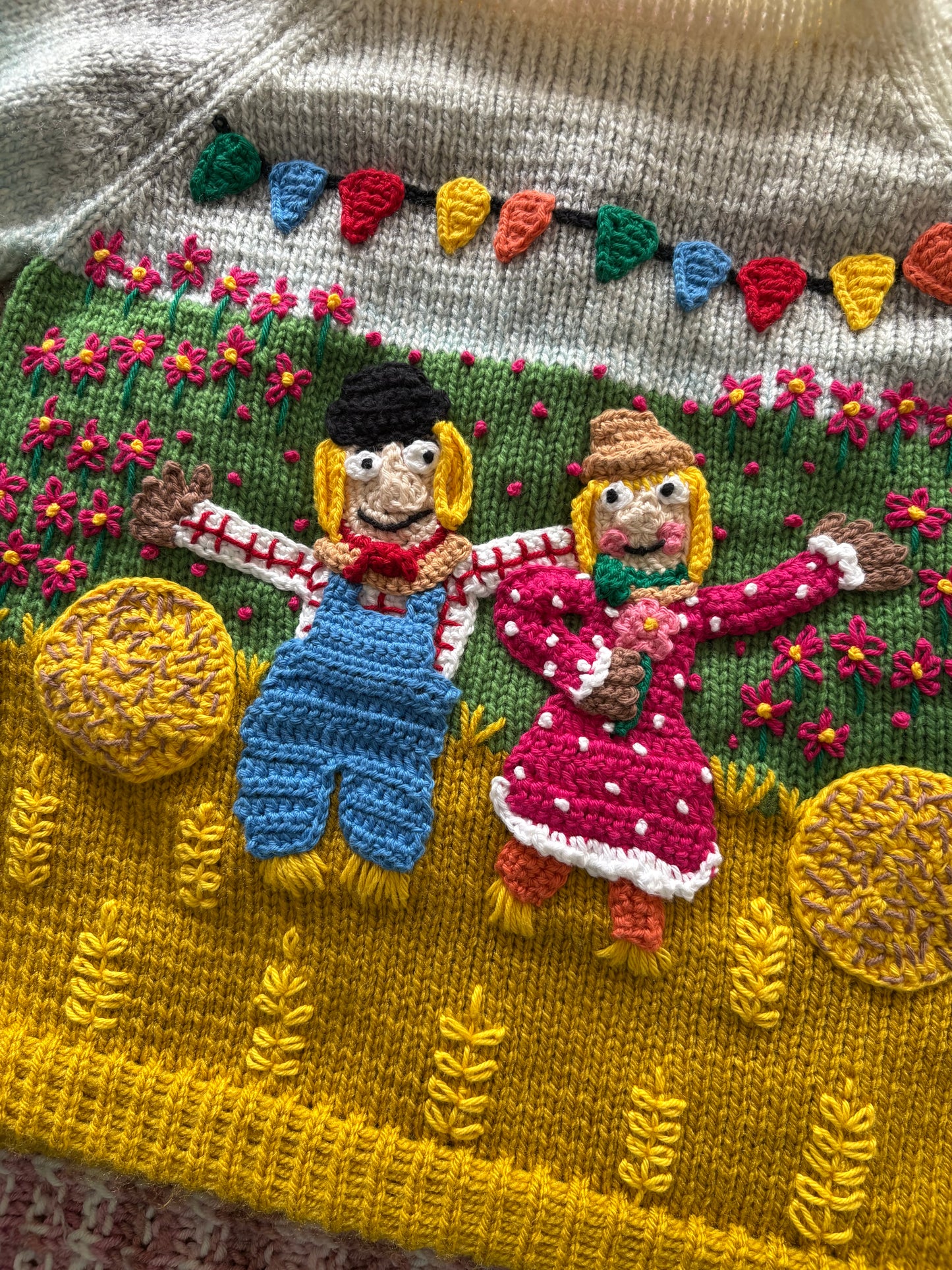 Pre-made Knitted & Crocheted Scarecrows Wedding Cardigan - 4-5 years