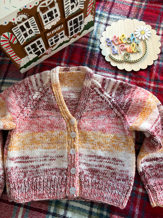 Personalisable knits - 3-4 years burgundy ombré cardigan
