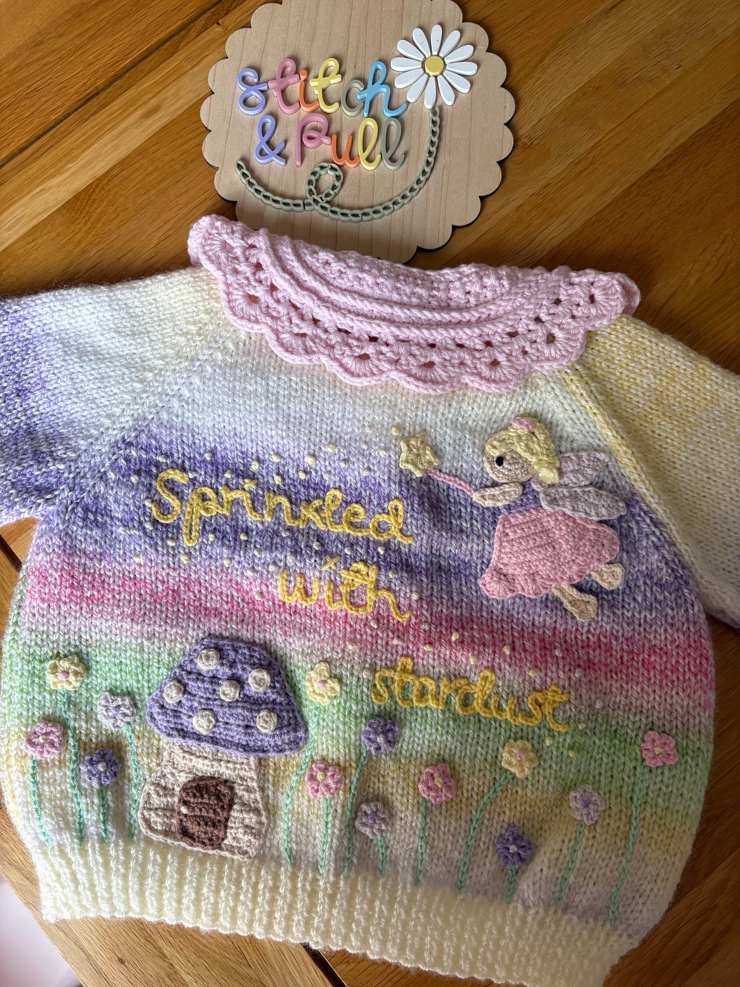Pre-made Knitted & Crocheted Sprinkled with Stardust Cardigan - 1-2 years