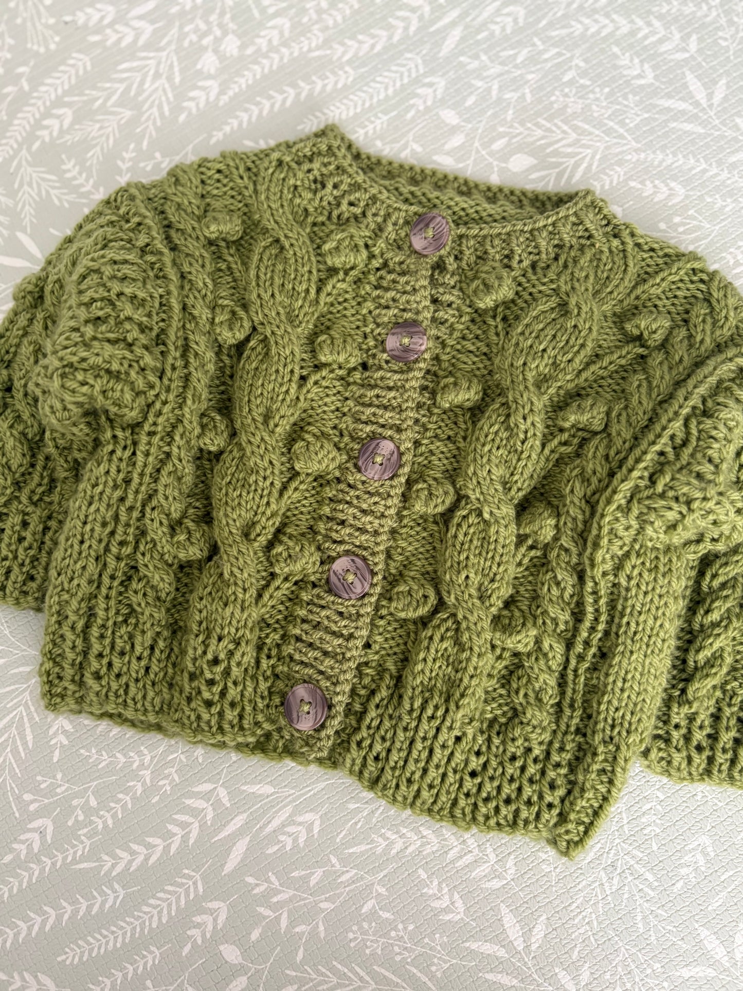 Pre-made Knitted Teddy Bears Picnic Cardigan - Size 6-12 months