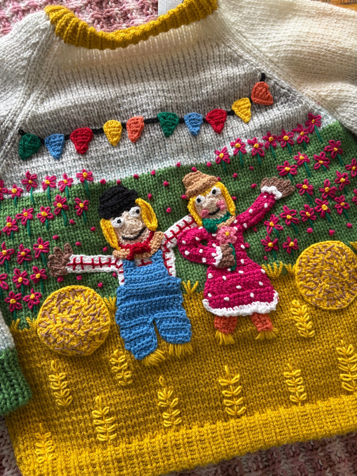 Pre-made Knitted & Crocheted Scarecrows Wedding Cardigan - 4-5 years