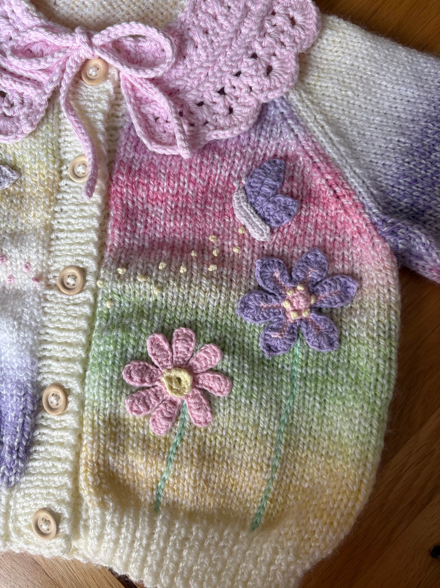 Pre-made Knitted & Crocheted Sprinkled with Stardust Cardigan - 1-2 years