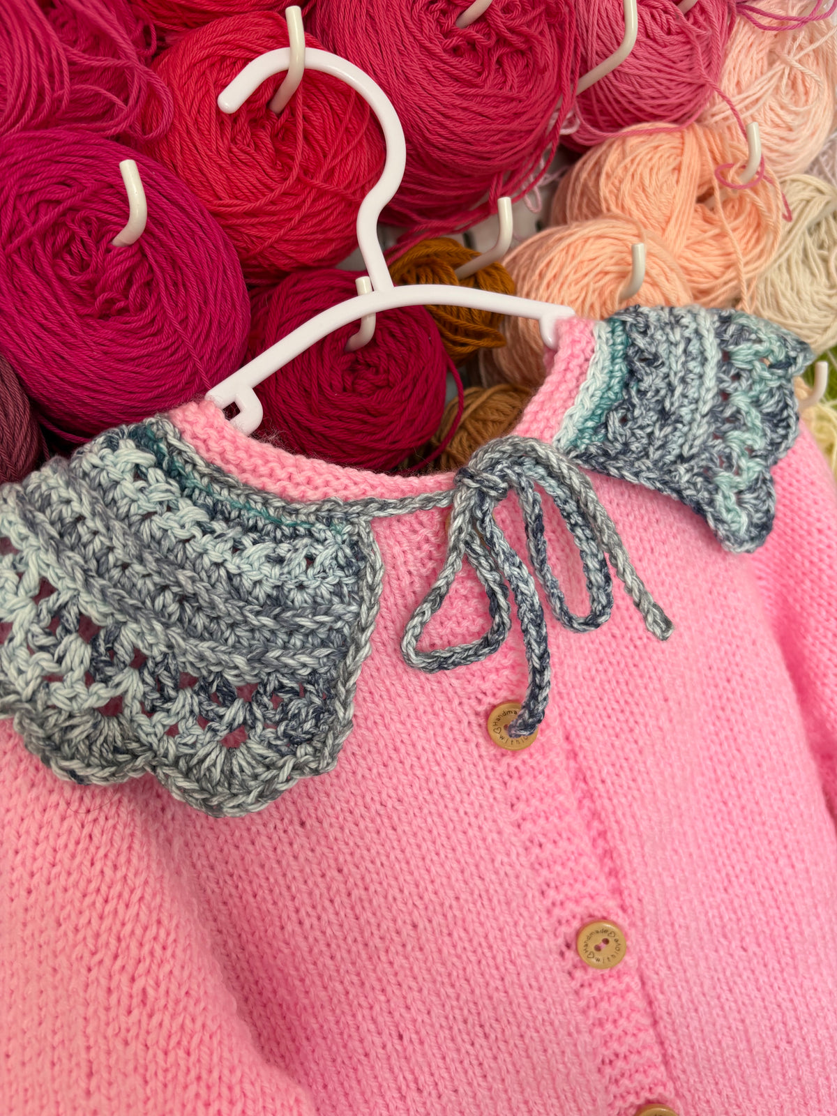 Pre-made Knitted & Crocheted Peplum Cardigan - Jasmine the Jellyfish Mermaid - age 2-4 years