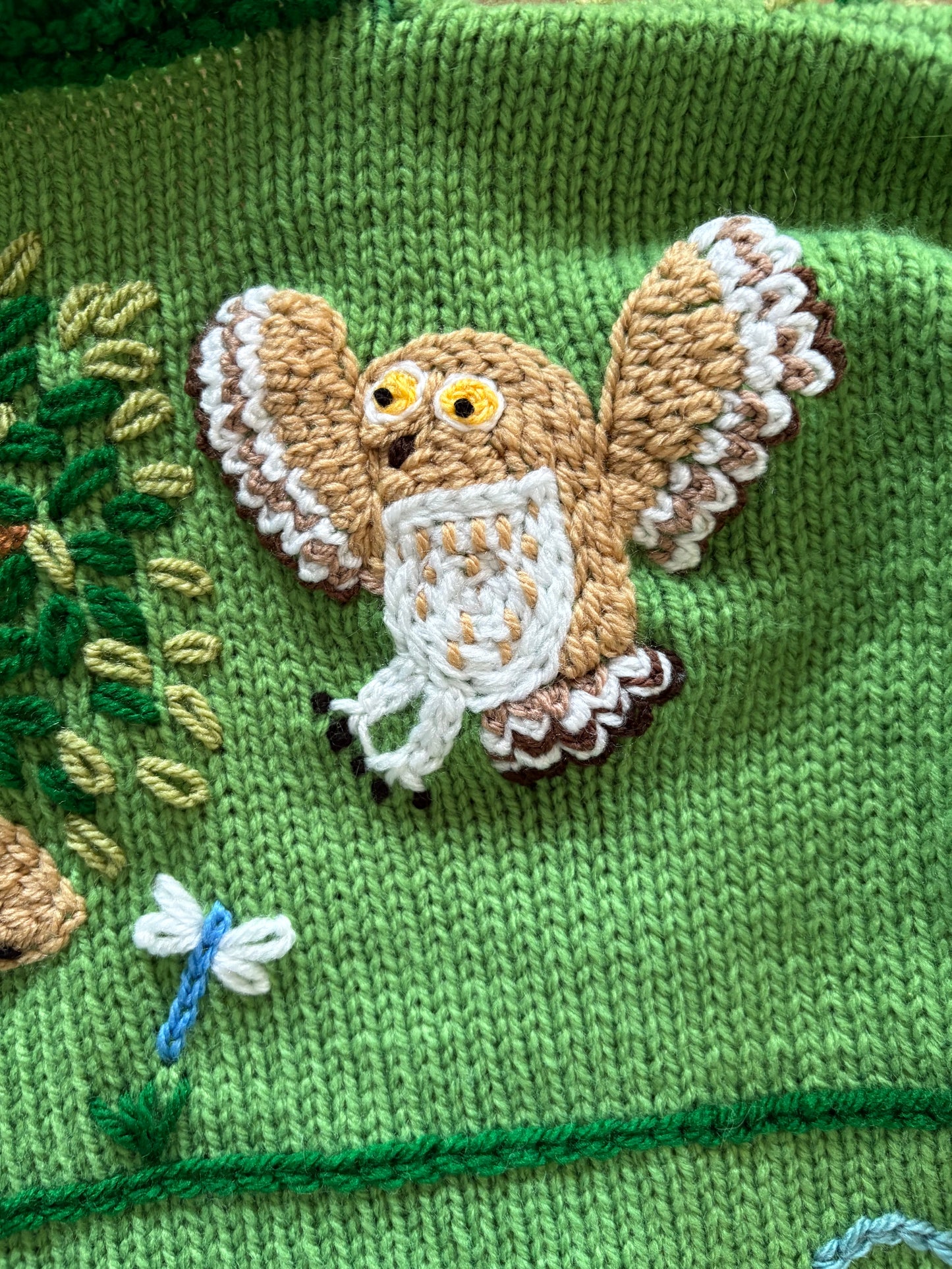 Pre-made Knitted Green Jumper with Gruffalo scene - Size 3-4 years