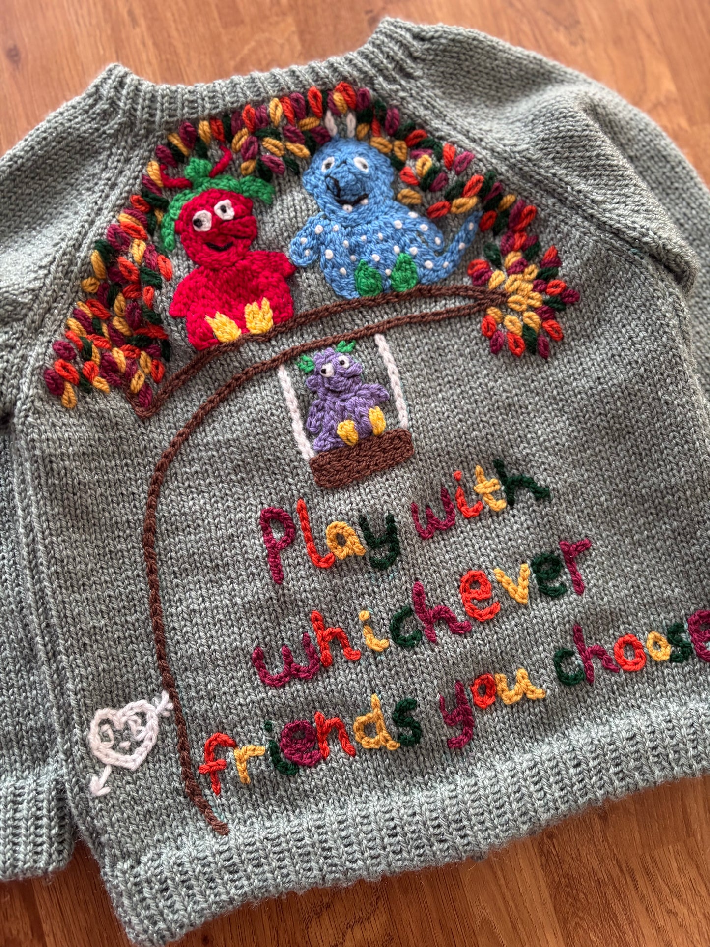 Pre-made Knitted Smeds & Smoos Sage Twinkle Cardigan - Size 2-3 years