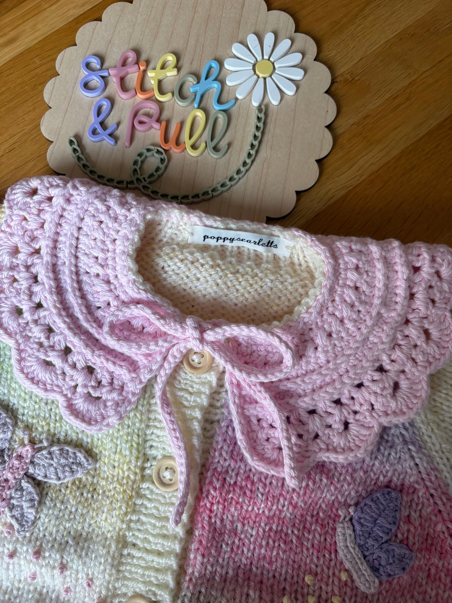 Pre-made Knitted & Crocheted Sprinkled with Stardust Cardigan - 1-2 years