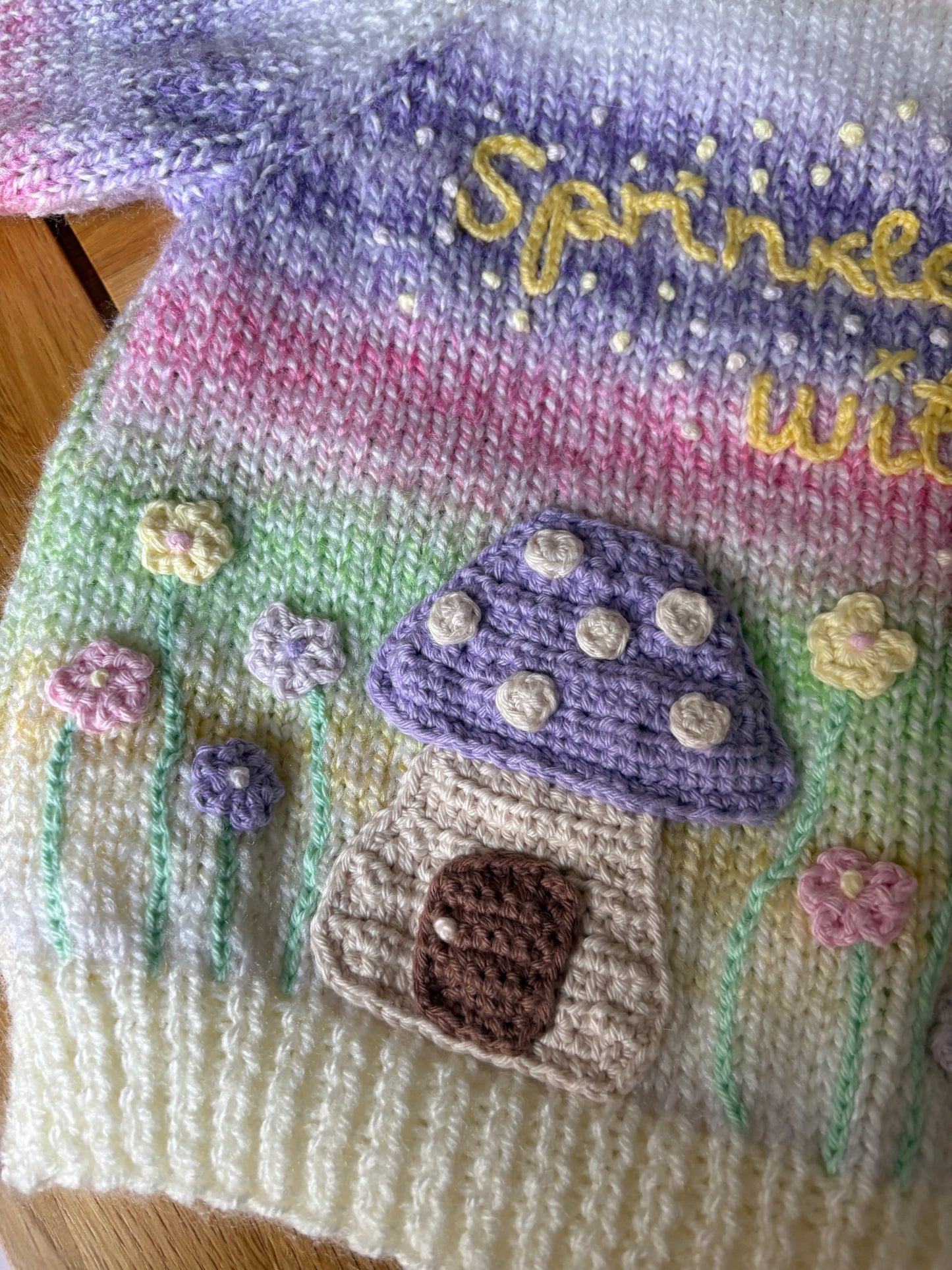 Pre-made Knitted & Crocheted Sprinkled with Stardust Cardigan - 1-2 years