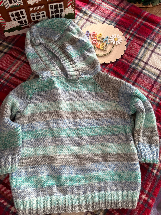 Personalisable knits - 2-3 years hooded blue striped jumper