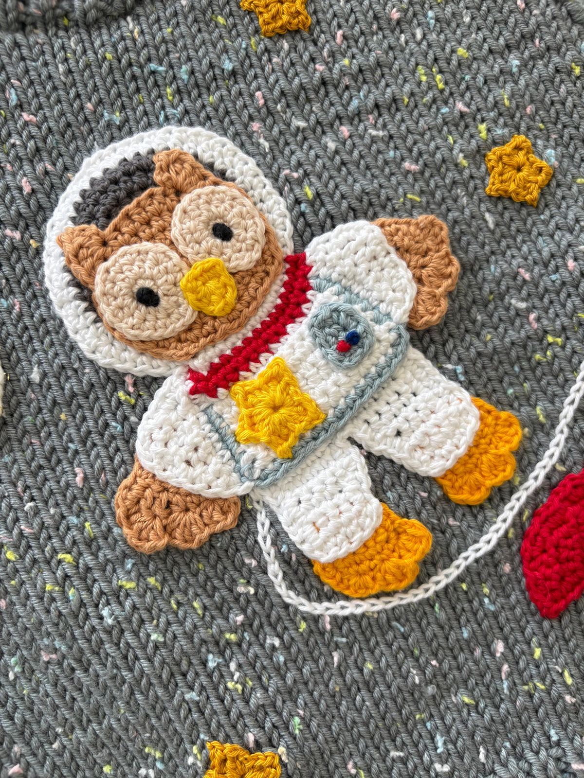 Pre-made Knitted & Crocheted Jumper - Oliver Owl the Astronaut - age 1-2 years