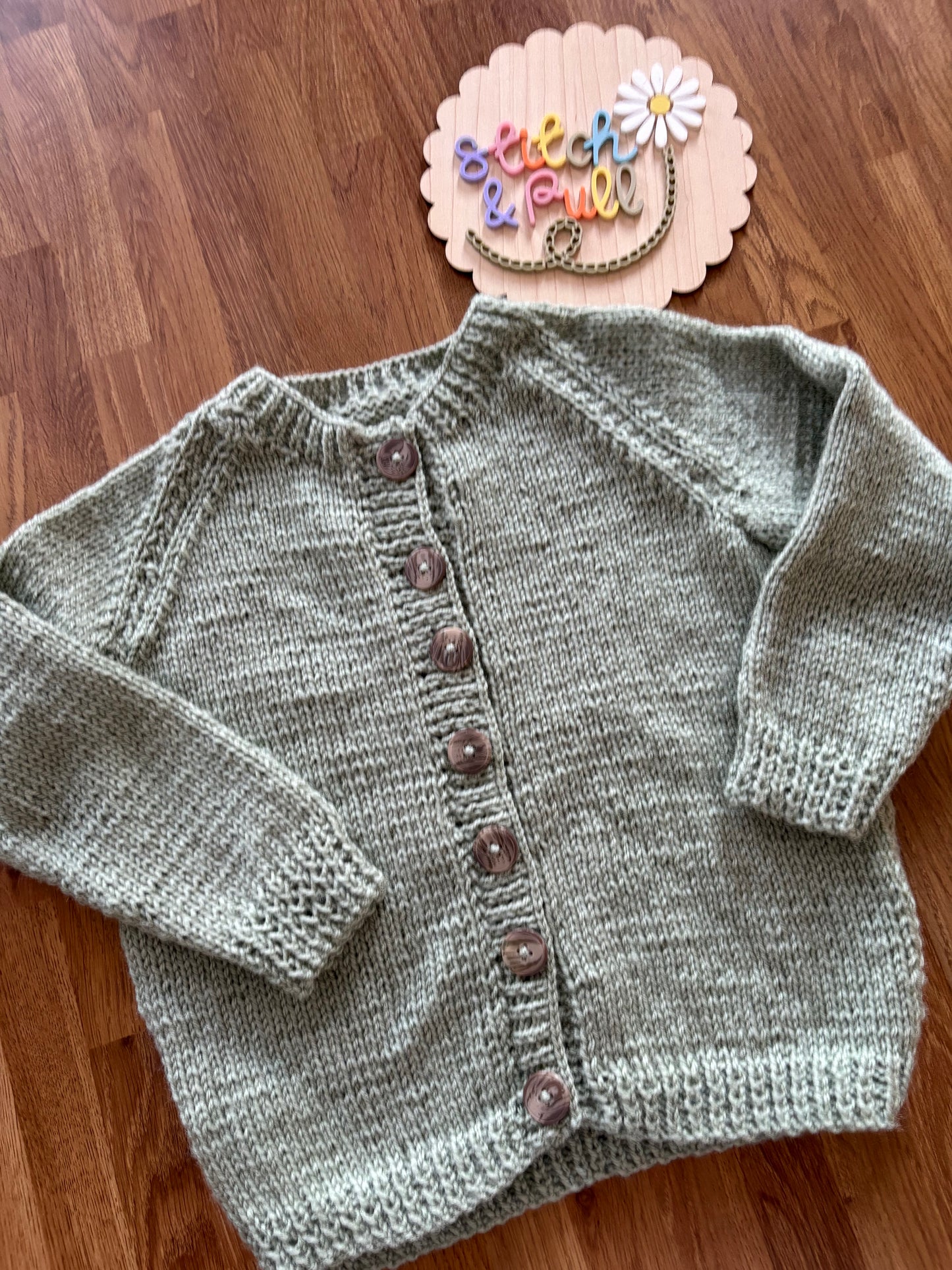 Personalisable knits - 2-3 years green cardigan