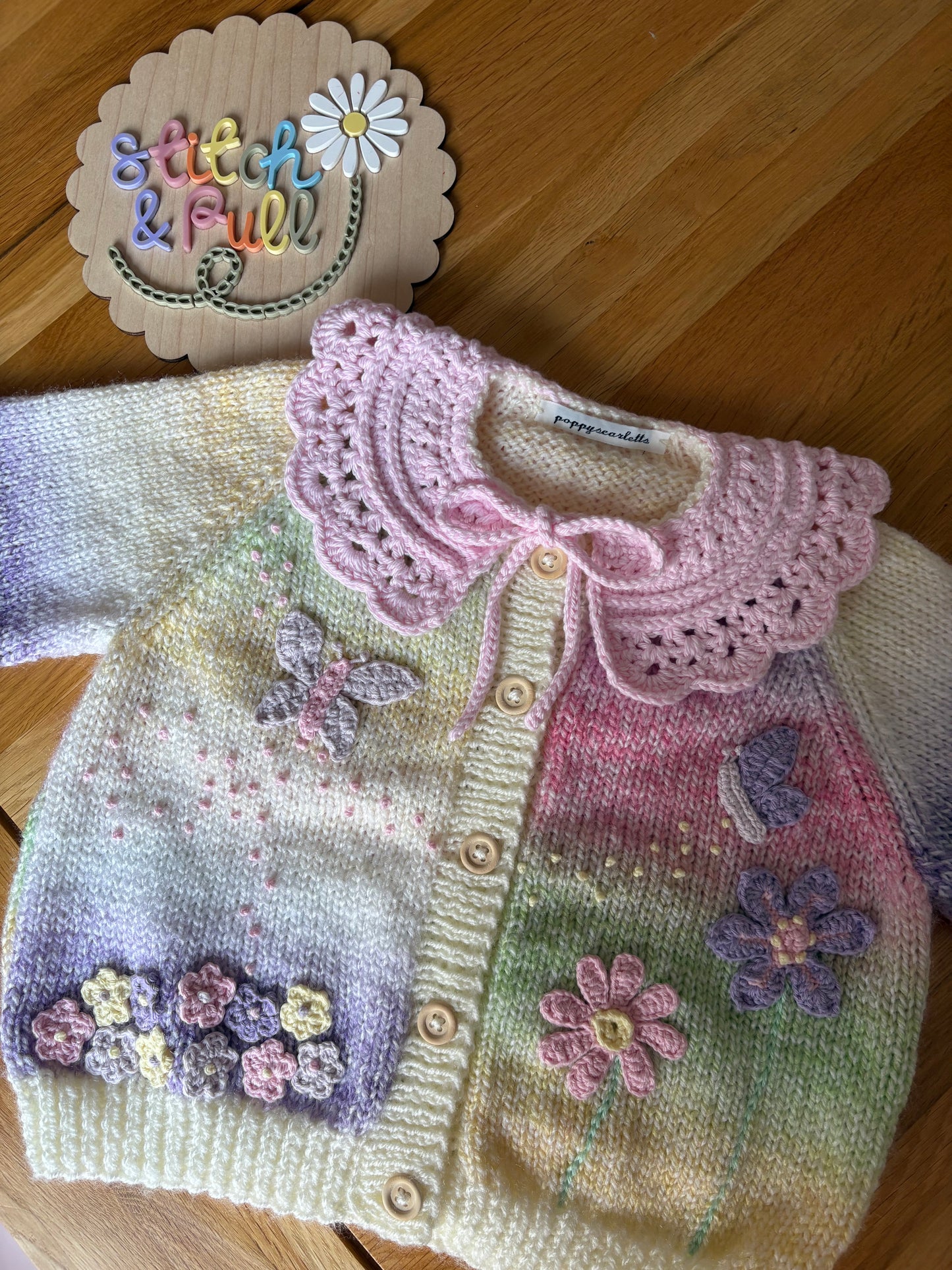 Pre-made Knitted & Crocheted Sprinkled with Stardust Cardigan - 1-2 years