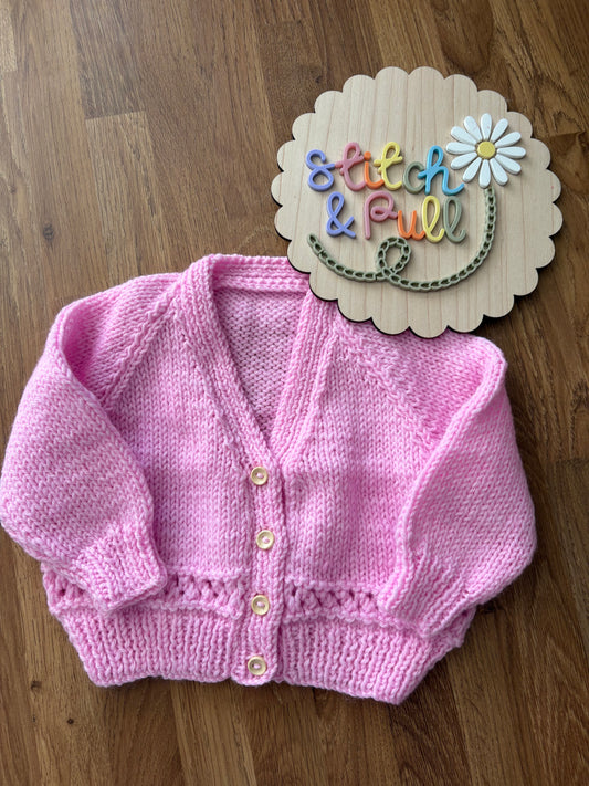 Personalisable knits - 3-6 month pink cardigan