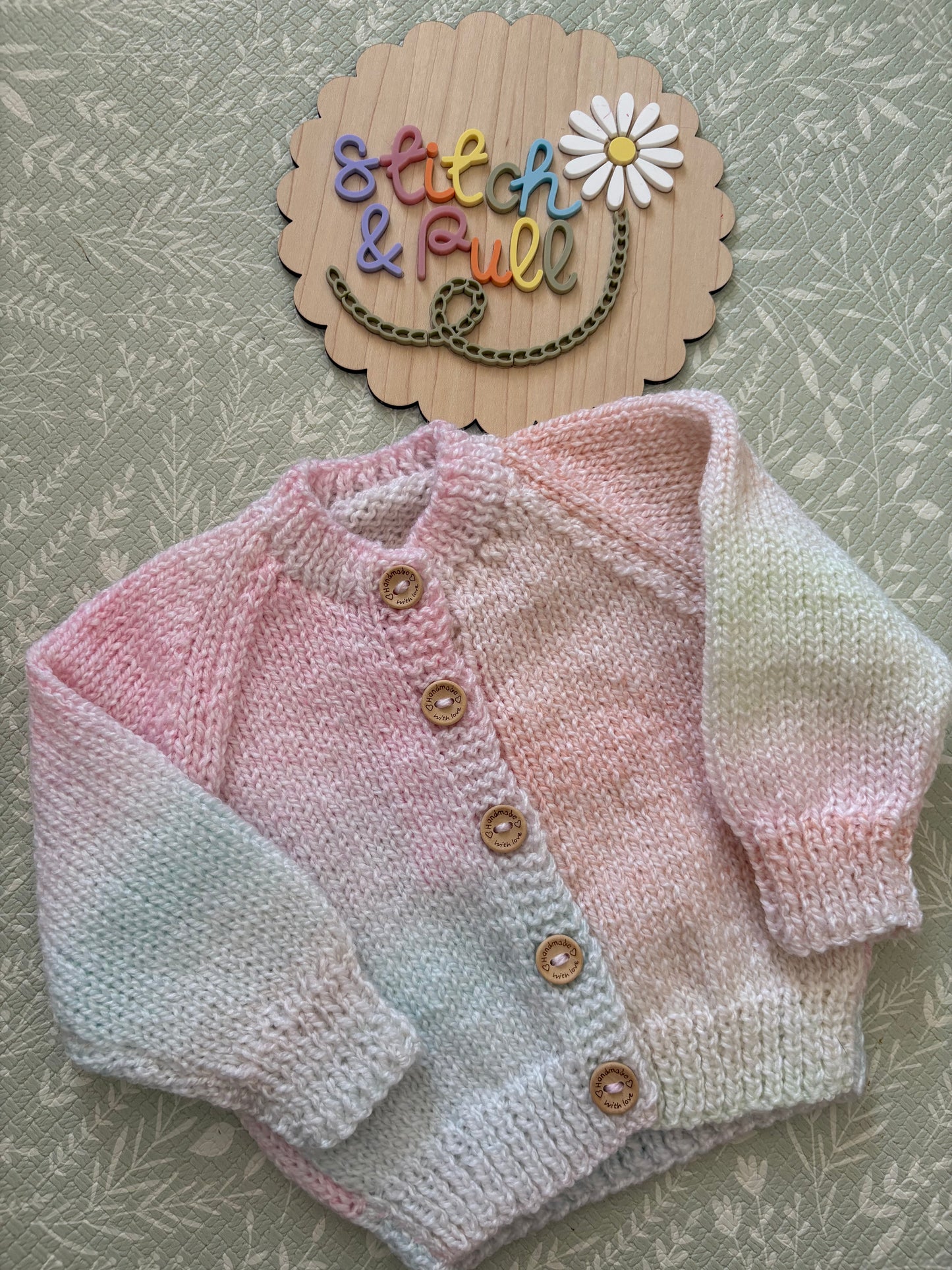 Personalisable knits - 0-3 months pink ombré cardigan