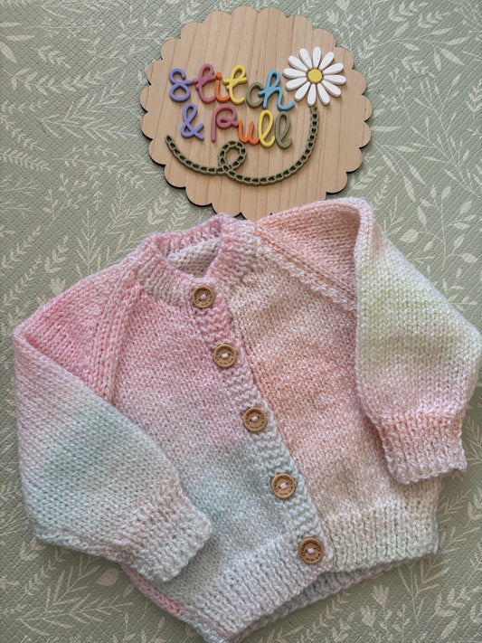 Personalisable knits - 0-3 months pink ombré cardigan